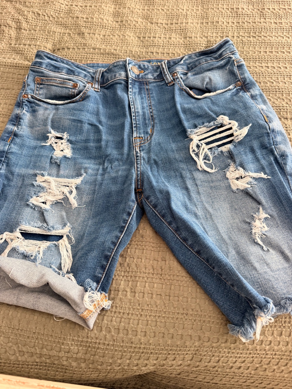 American Eagle Outfitters Distressed Blue Denim Jean Shorts